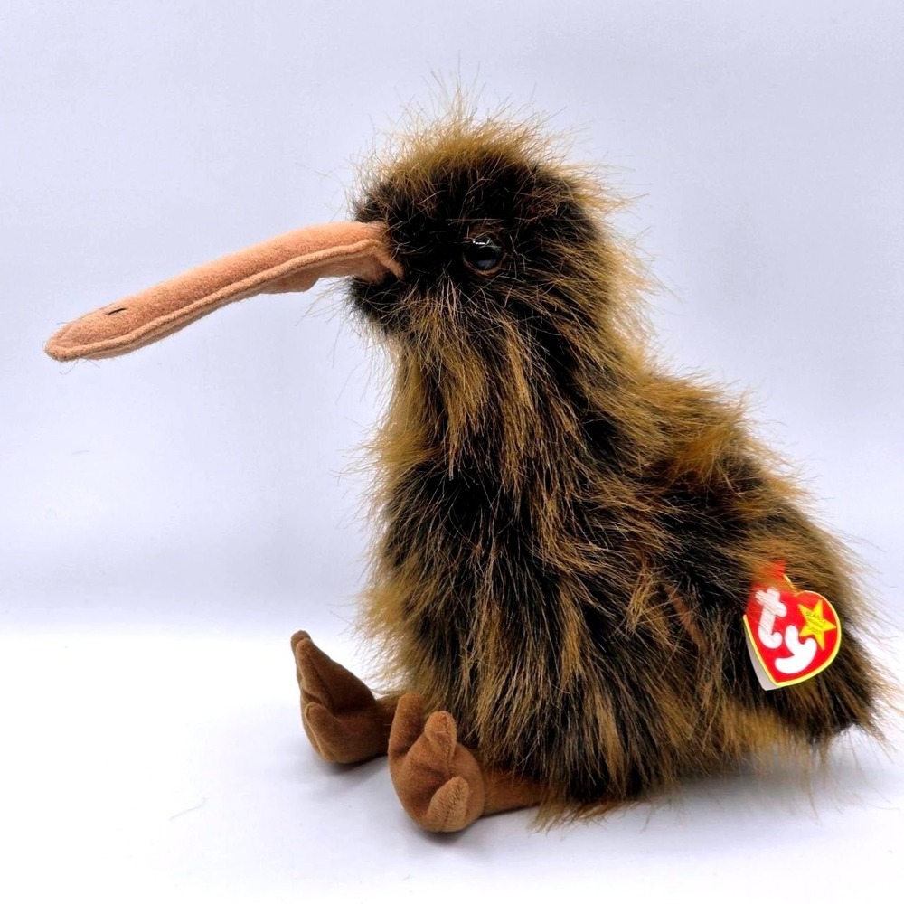 Ty Beanie Buddy Beak the Kiwi Bird Brown Shaggy Plush 1998 Vintage 9308
